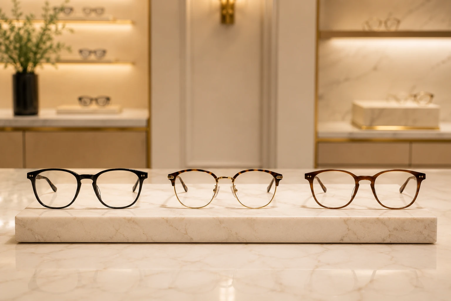 Multiple frame options displayed for prescription glasses frame compatibility at Pure Optics.